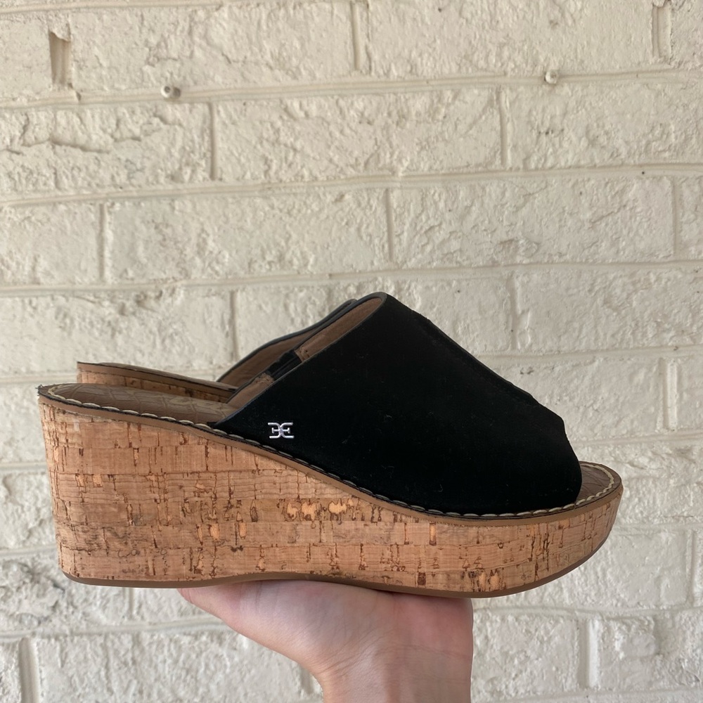 Sam Edelman black leather platform sandals